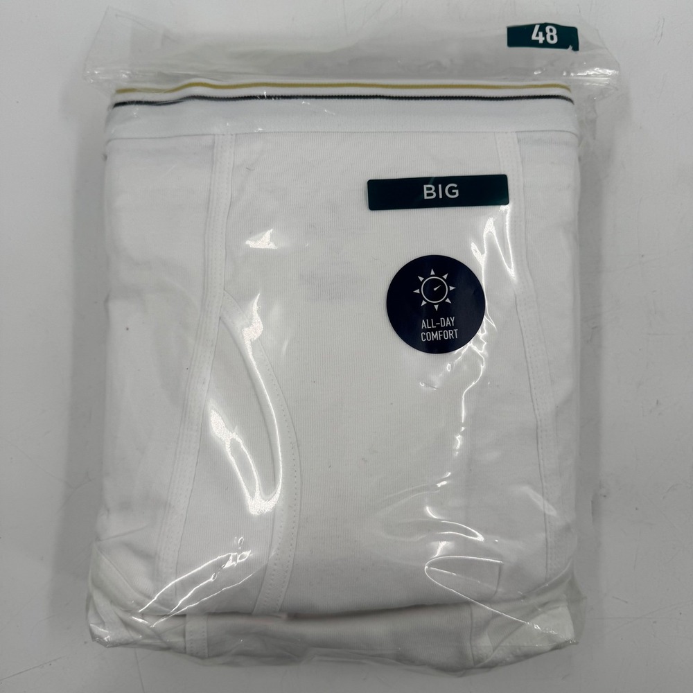 JCPenney‎ Stafford Mens Big Comfort Waistband White Briefs Size 48 5 Pack
